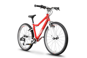 Woom 5 red 24 inch wheel 8 speed ultralight hybrid bike.