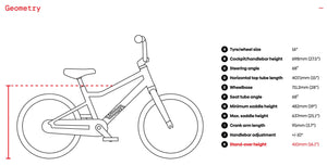 Woom GO 3 AUTOMAGIC frame geometry information.