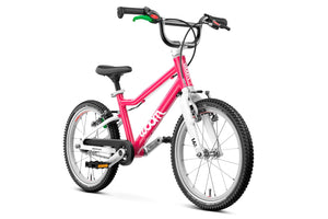 Woom GO 3 AUTOMAGIC hot pink 16 inch wheel ultralight children's bike.