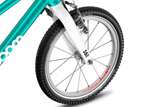 Woom GO 3 AUTOMAGIC smartly engineered wheels featuring Soopa-Doopa-Hoops rims and sealed bearing hubs.