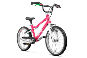 Woom GO 3 hot pink 16 inch wheel ultralight children's bike.