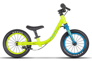 Beany 12 lime and teal 12 inch wheel ultralight children's balance bike.