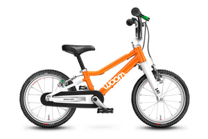 Woom 2 flame orange 14 inch wheel ultralight children's bike.