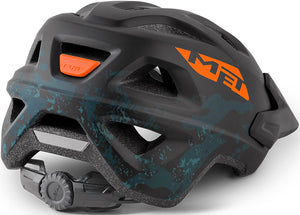 black and orange mtb helmet